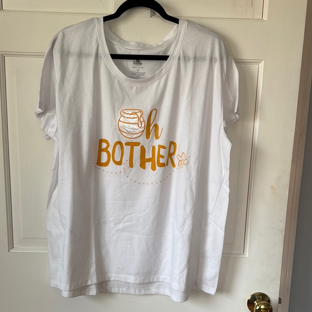 Disney White Tee with Gold Print - Oh Bother